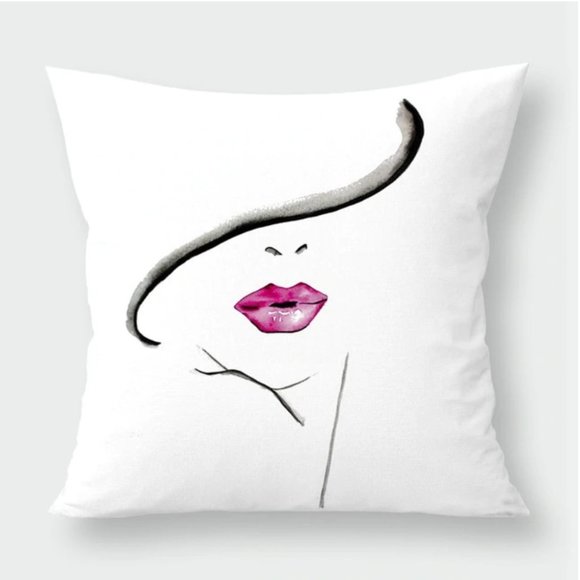 Other - New Feminine Pink Lips Lady Throw Pillow Cover